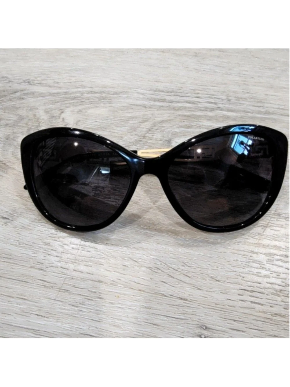 Versace Sunglasses Womens Black Oversized Cat Eye Polarized Gray 4295 GB1/T3